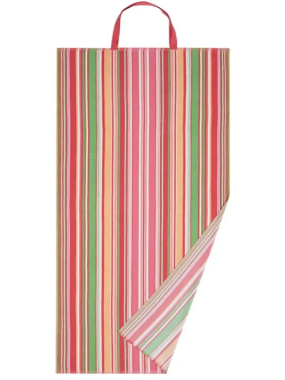 2-in-1 Beach Towel and Tote Bag by Himatsingka | Pink & Green Striped | NWT
